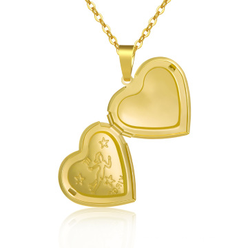 Shangjie OEM Kalung Horoscope Couple de bijoux Collier de coeur romantique Collier de médaillon de médaille d&#39;or